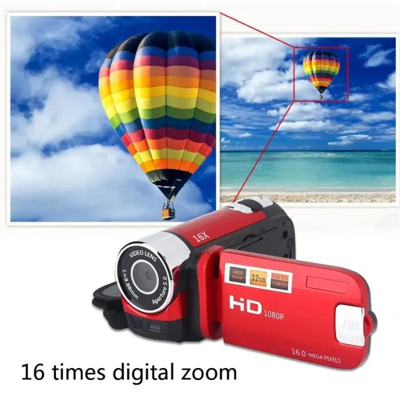 16MP Digital Camcorder Full HD DV Camcorder Digital Video Camera Degree Rotation Screen 16X Night Shoot Zoom