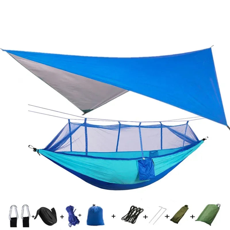 #lightweighthammock #portablecampinggear #rainflytarp #waterproofhammock #mosquitonetprotection #210tnylonhammock #campingessentials #hammockcanopy #outdooradventuregear