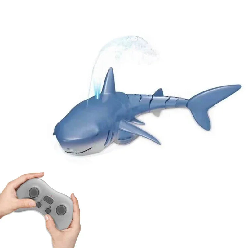 Toy shark with remote control on a white background