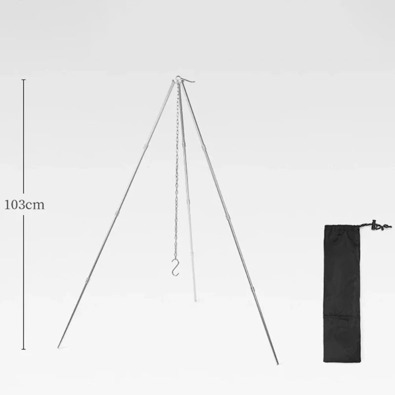 Camping Bonfire Tripod Portable Triangle Support Aluminum Alloy 530g/300g For Hanging Pot Picnic Cooking Camping Accsesorios