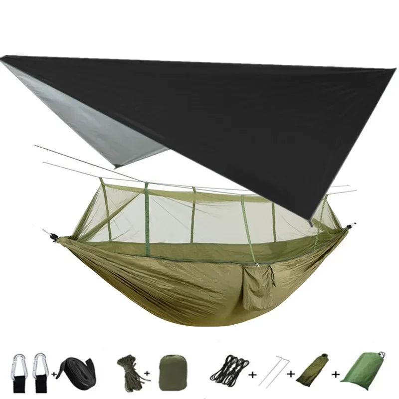 #lightweighthammock #portablecampinggear #rainflytarp #waterproofhammock #mosquitonetprotection #210tnylonhammock #campingessentials #hammockcanopy #outdooradventuregear