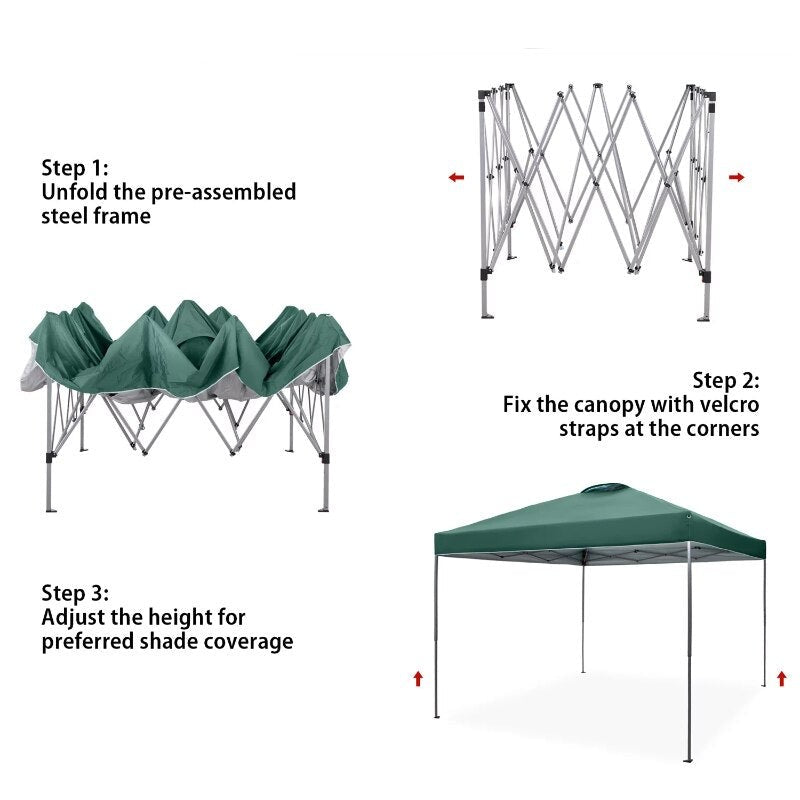 Pop-up Canopy Tent Straight Legs Instant Canopy for Outside with Wheeled Bag - White,freight free