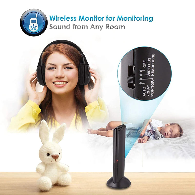 Wireless Hi-Fi Headphone FM Radio Chatting Monitor Wired Noise Cancelling Headset