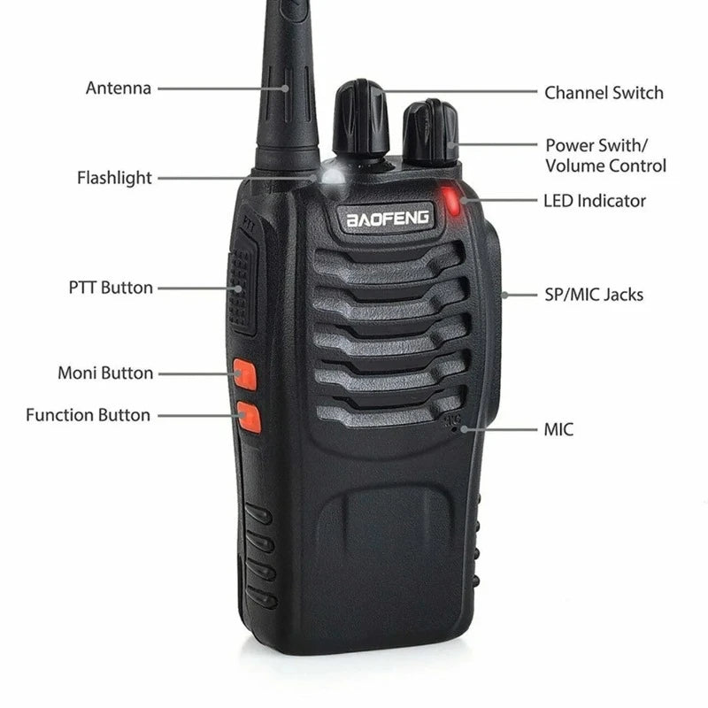 Baofeng BF-888S UHF Walkie Talkie Long Range VOX Two Way Radio Earpiece Emergency Rescue Communications