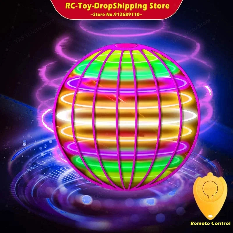 Colorful glowing ball with remote control feature on a dark background