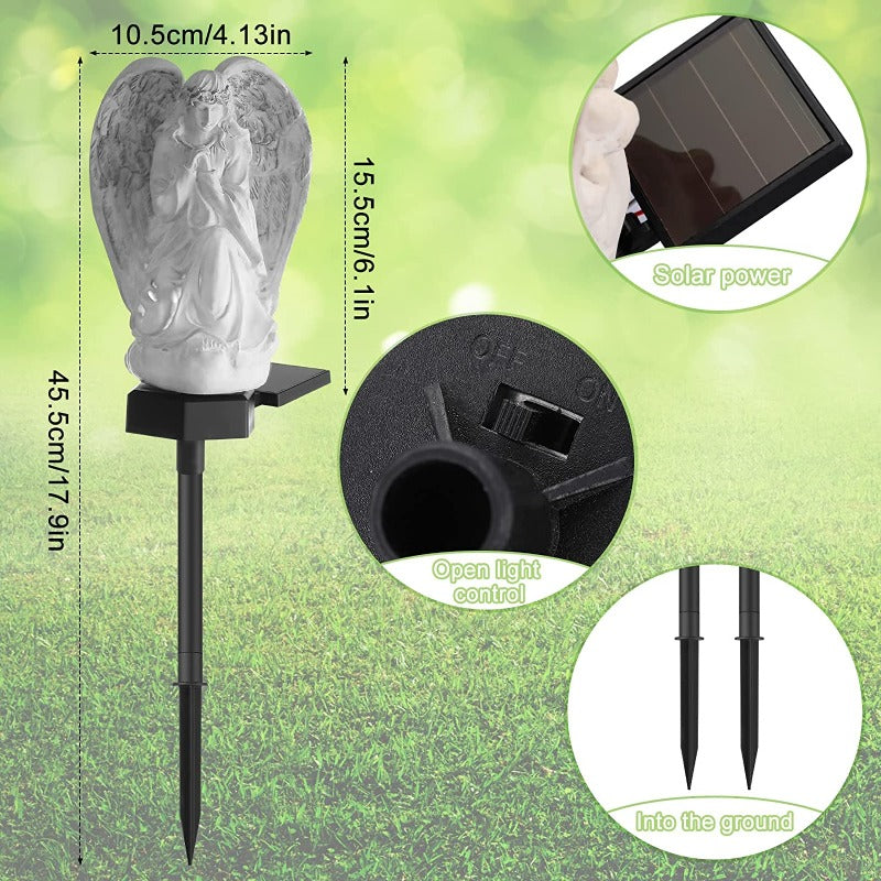 Solar Light Outdoor LED Waterproof Angel Figure Resin Lamp Garden Yard Memorial Lawn Decor Landscape Solar Lights Decorations
