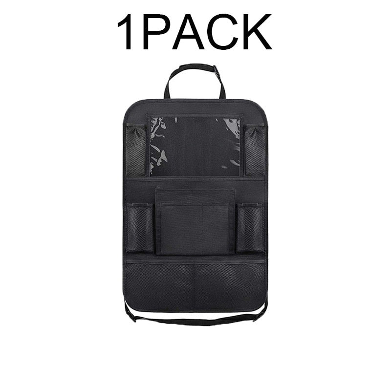 Car Seat Back Organizer Multi-Pocket Hanging Storage Bag Tablet Cup Holder Stowing Tidying Anti-Kick Mats For Kid
