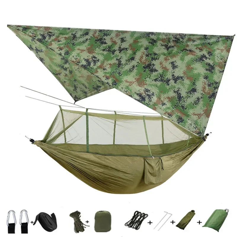 #lightweighthammock #portablecampinggear #rainflytarp #waterproofhammock #mosquitonetprotection #210tnylonhammock #campingessentials #hammockcanopy #outdooradventuregear