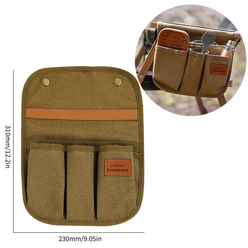 Camping Chair Armrest Storage Bag Canvas Folding Chair Organizer Side Pocket Pouch Bag for Outdoor Camping Picnic Fishing Bag