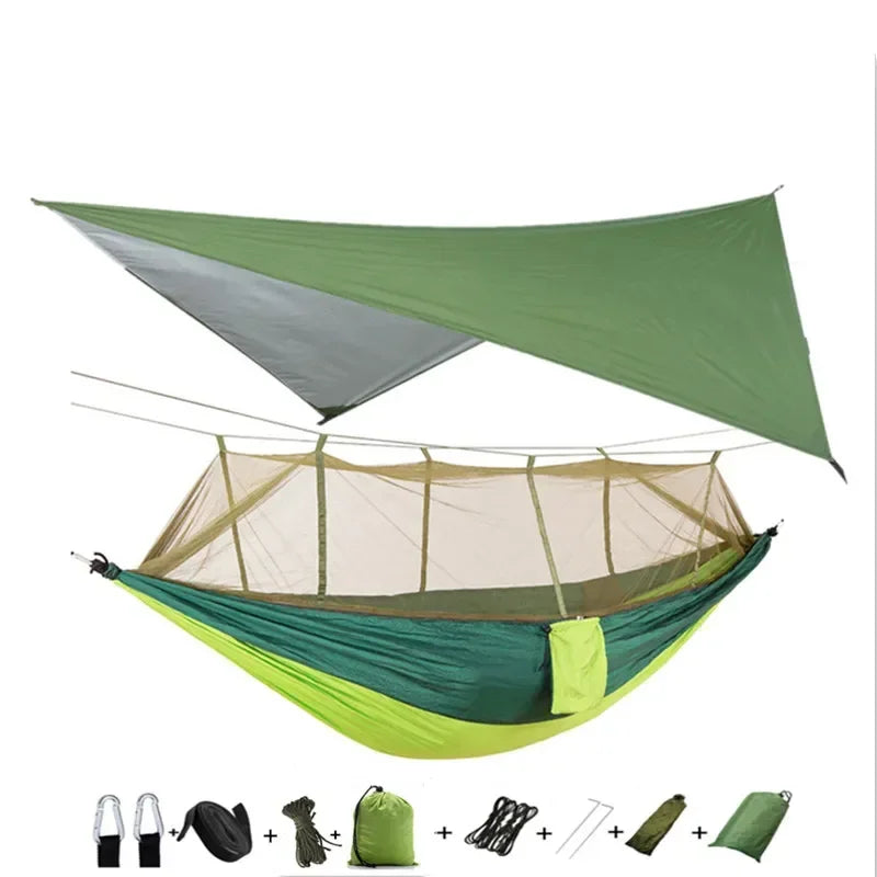 #lightweighthammock #portablecampinggear #rainflytarp #waterproofhammock #mosquitonetprotection #210tnylonhammock #campingessentials #hammockcanopy #outdooradventuregear