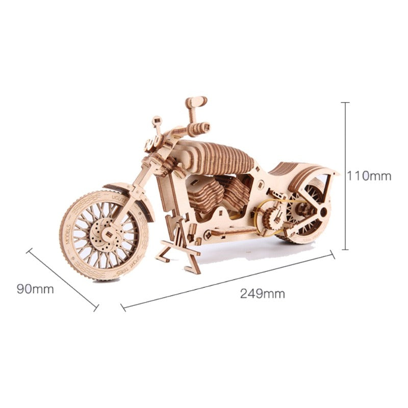 Wooden Motorcycle Mechanical Puzzles 3d Assemble Building Construction Blocks Models Craft Kits for Adults Diy Punk Autobikes