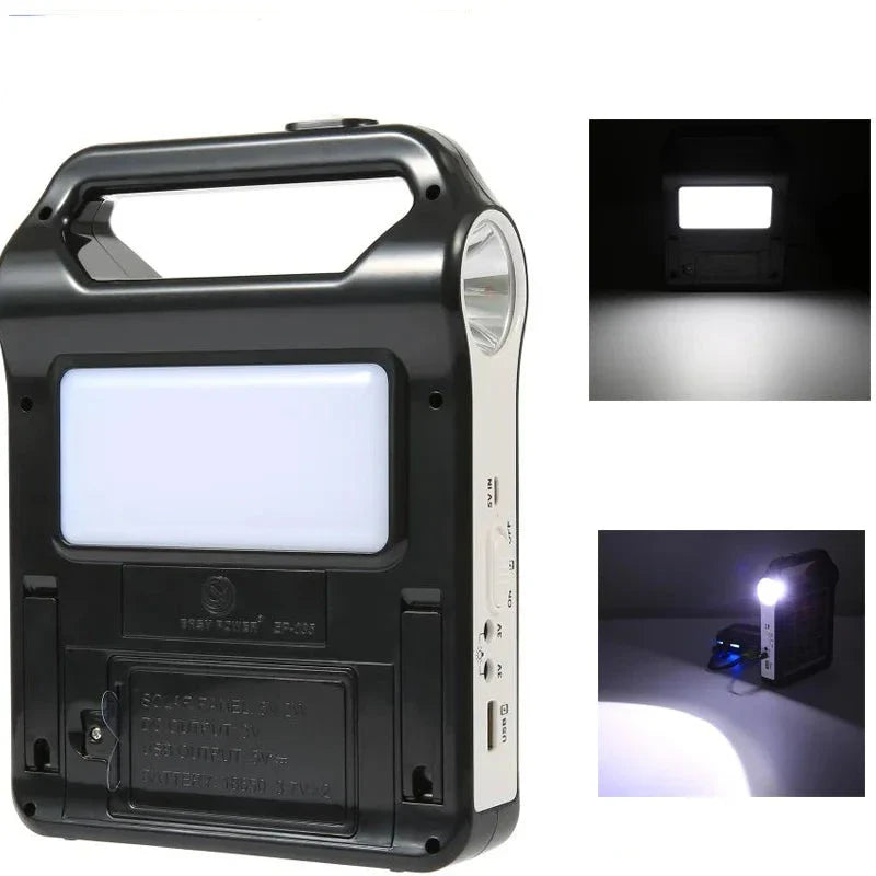 Portable Rechargeable Solar Panel Power Storage Generator USB Charger Lamp Lighting Home Solar Energy System