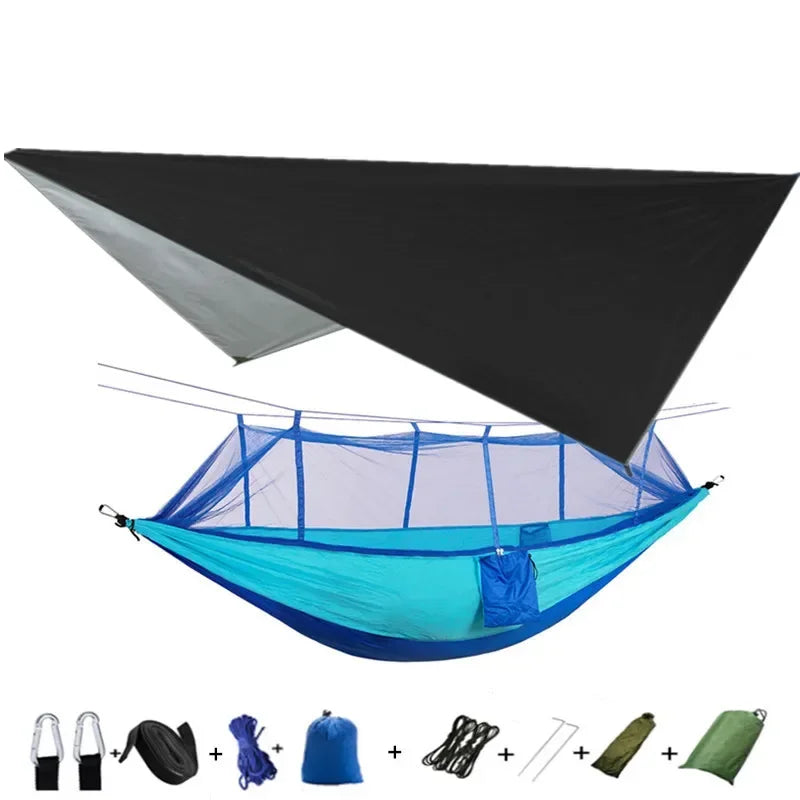 #lightweighthammock #portablecampinggear #rainflytarp #waterproofhammock #mosquitonetprotection #210tnylonhammock #campingessentials #hammockcanopy #outdooradventuregear