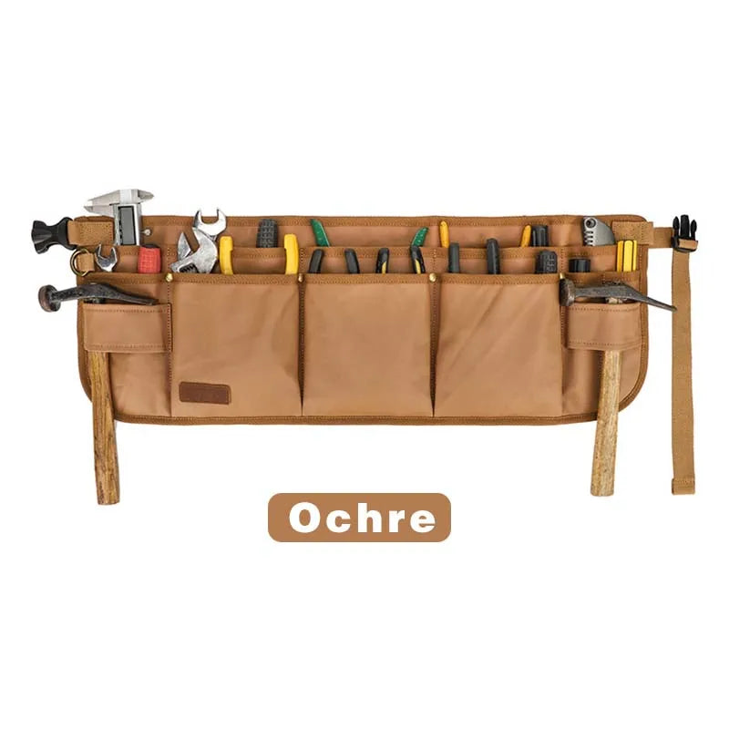 Brown tool organizer with various tools on a white background, labeled 'Ochre'.