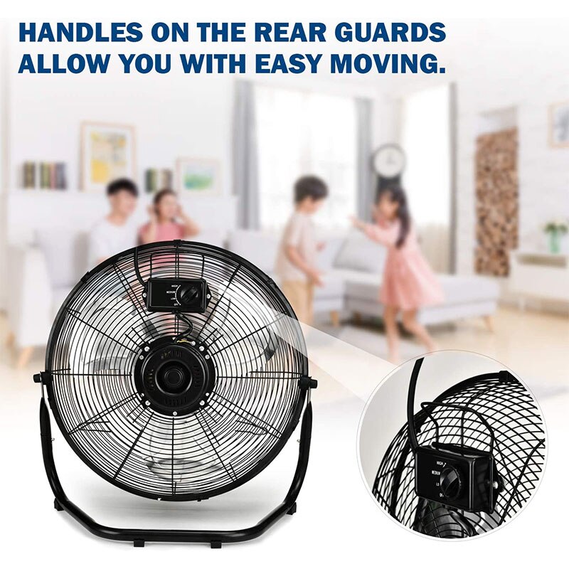 Simple Deluxe 12 Inch 3-Speed High Velocity Metal Industrial Floor Fans Quiet for Home, Residential, and Greenhouse Use