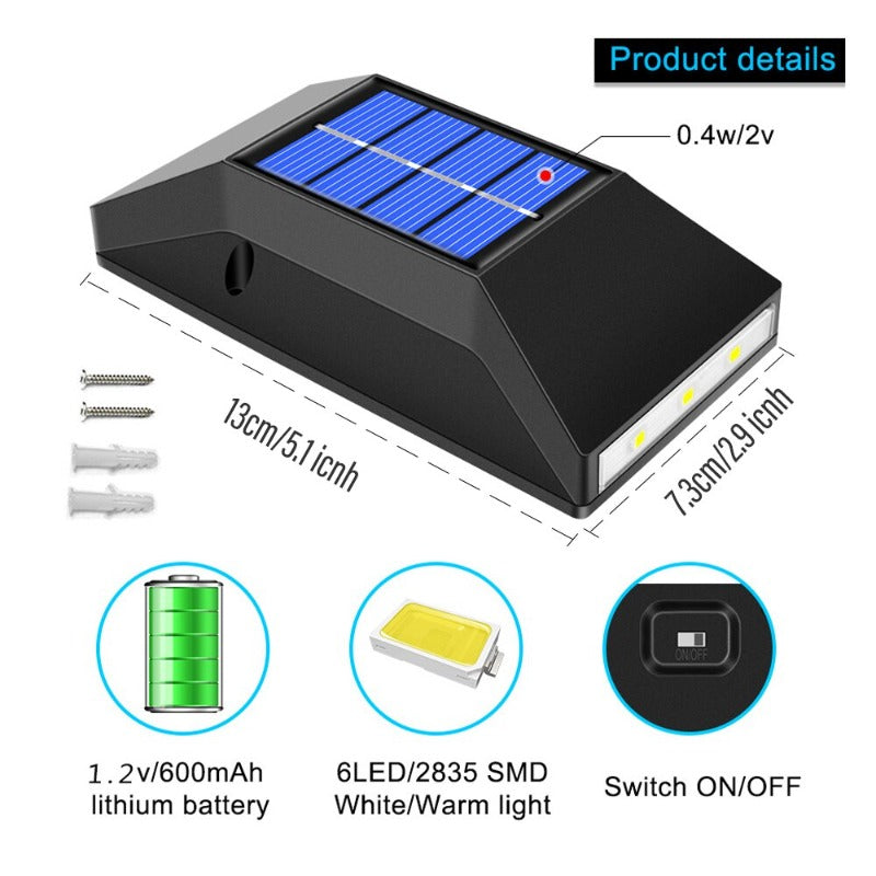 Solar LED Light Outdoor Waterproof Garden Light Solar Powered Wall Lamps Sconces Fence LED Garden Outdoor Solar Lamp Xmas Decor