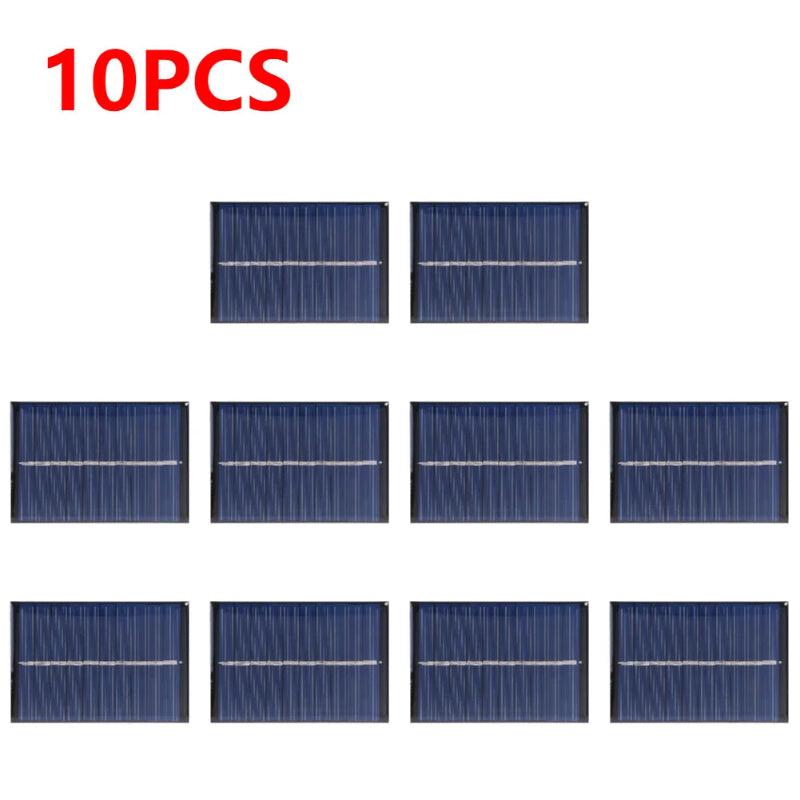 10 small solar panels arranged in a grid on a white background with '10PCS' in red text above.