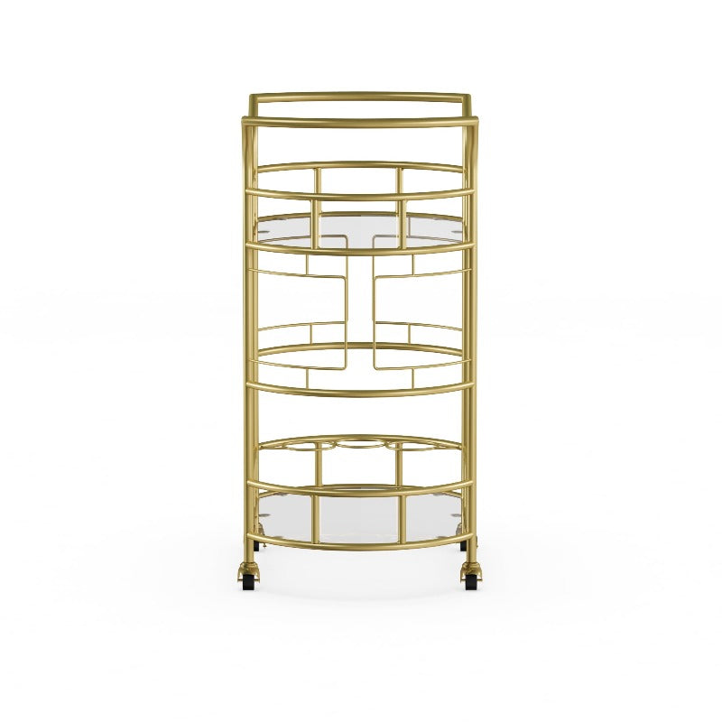 Bar Cart with Matte Gold Metal Finish, 2-Tiers Kitchen Island Table