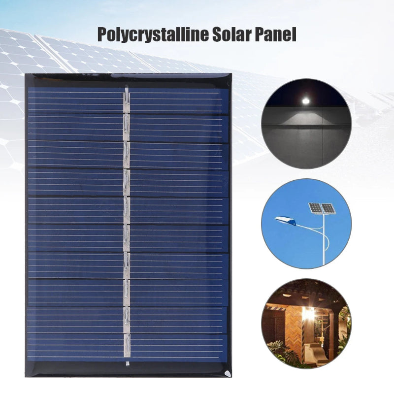 Polycrystalline solar panel with applications shown on a white background