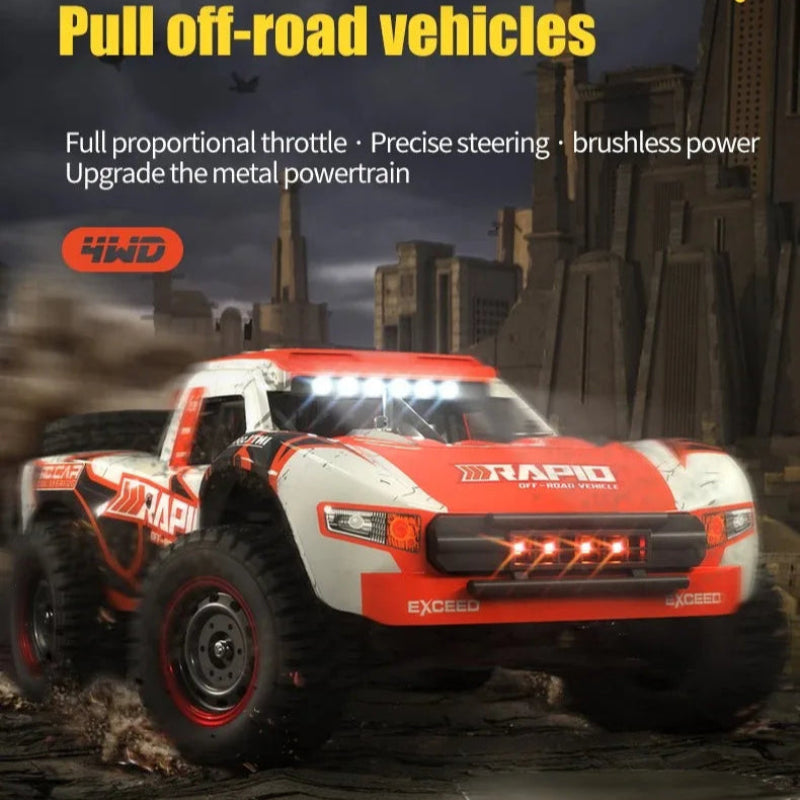 Off-road vehicle with '4WD' branding on a dark background