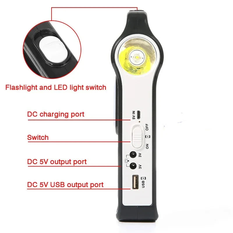 Portable Rechargeable Solar Panel Power Storage Generator USB Charger Lamp Lighting Home Solar Energy System