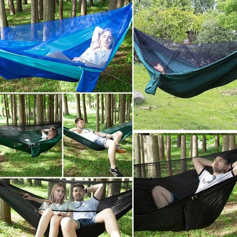 Lightweight Double Person Mosquito Net Hammock Easy Set Up With 2 Tree Straps Portable Hammock For Camping Travel Yard