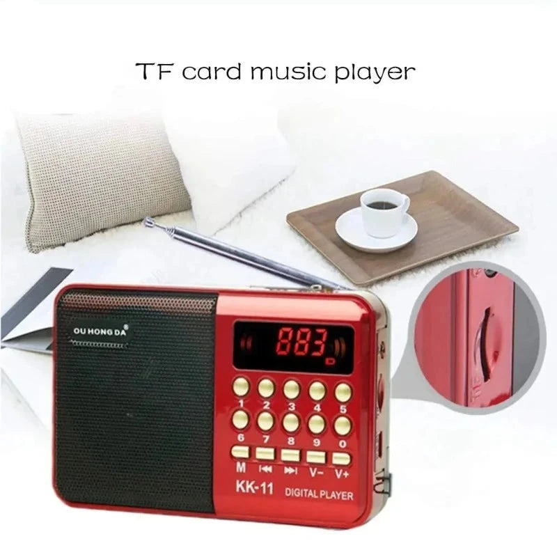 Mini Portable Radios Handheld Digital FM Radio USB Rechargeable MP3 Player Speaker Devices Radio Receiver Supports TF Card