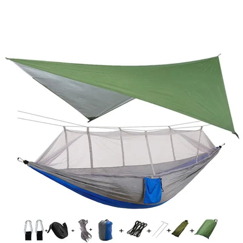 #lightweighthammock #portablecampinggear #rainflytarp #waterproofhammock #mosquitonetprotection #210tnylonhammock #campingessentials #hammockcanopy #outdooradventuregear