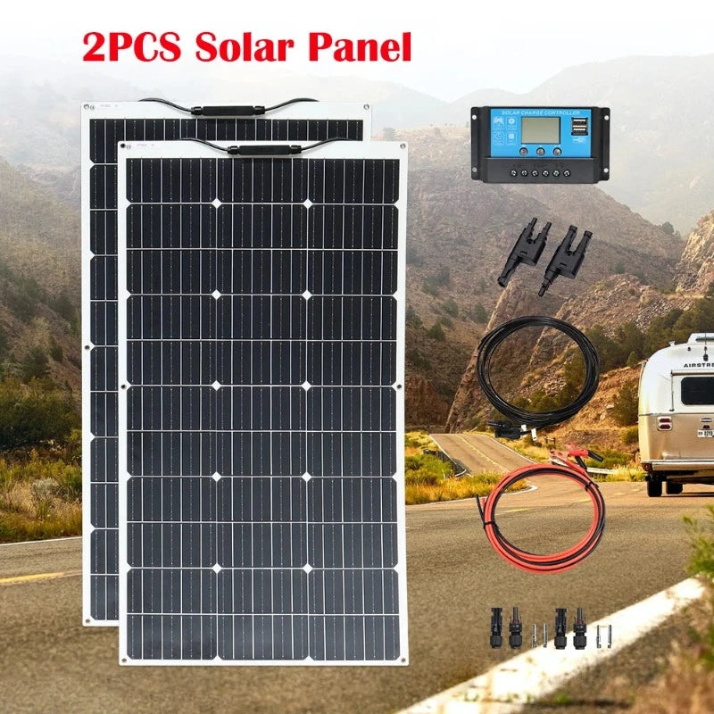 Monocrystalline Flexible Solar Panel 200 watt Kit High Efficiency Solar Module Battery Charge For