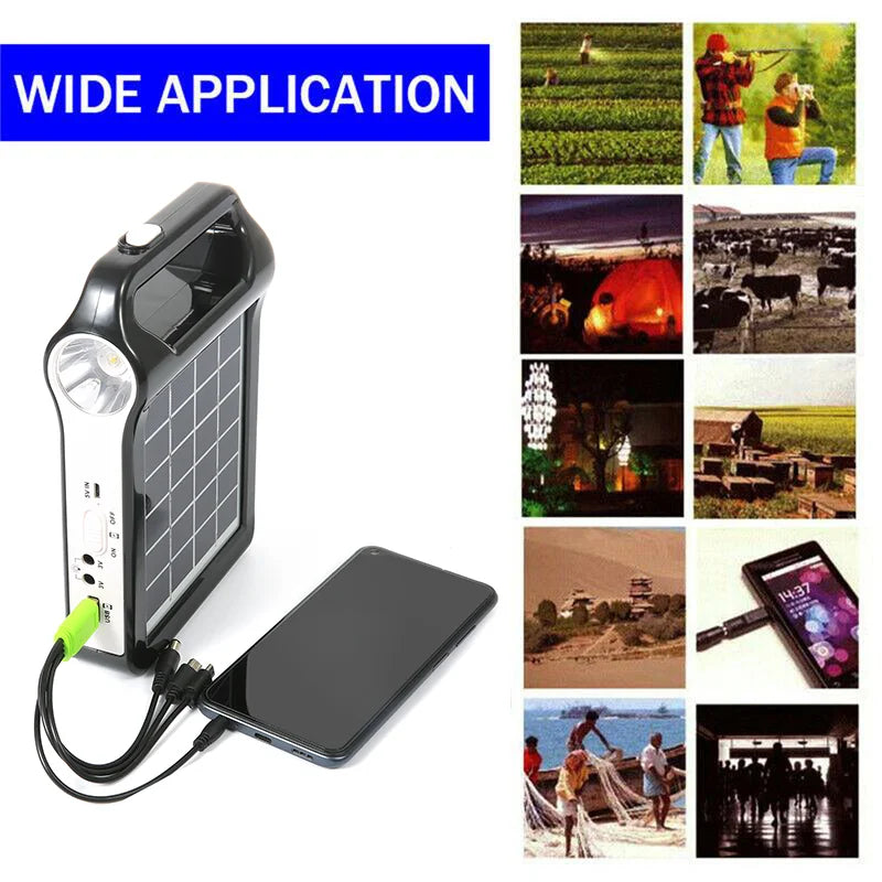 Portable Rechargeable Solar Panel Power Storage Generator USB Charger Lamp Lighting Home Solar Energy System