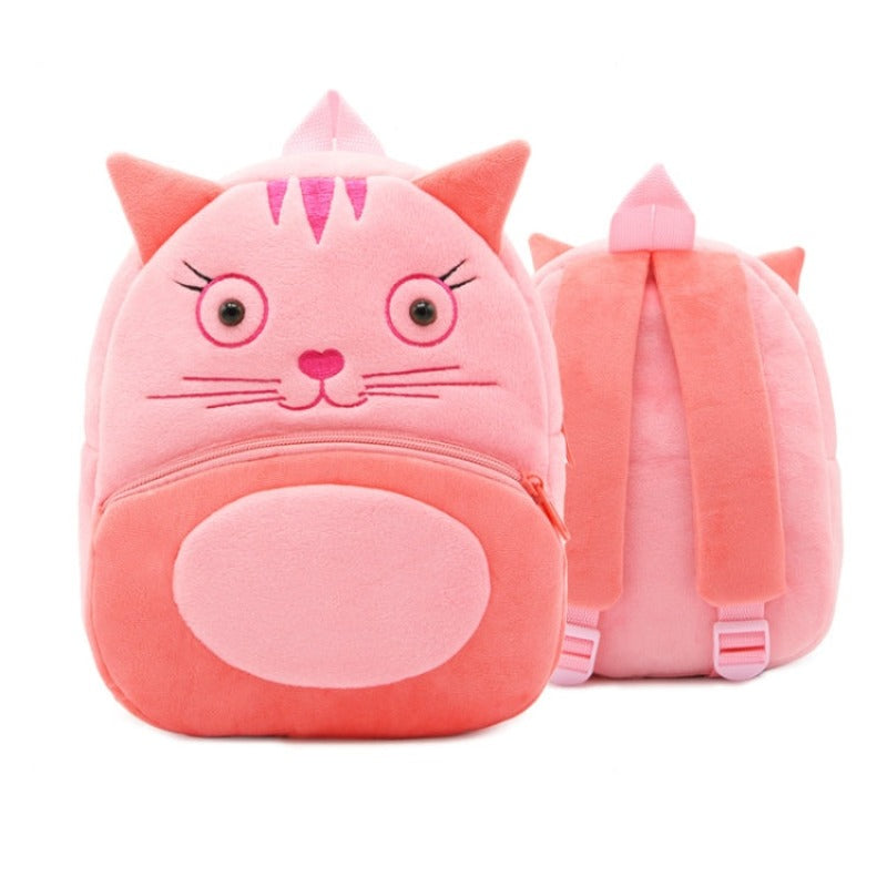Kids 3D Animal Velvet Backpacks Children Cartoon Kindergarten Toys Gifts School Bags Pink Cat