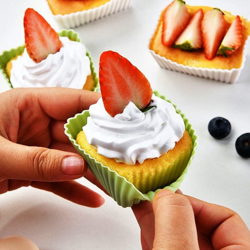 Silicone Muffin Cup Baking Square Round Square Thick Cake Mold Set