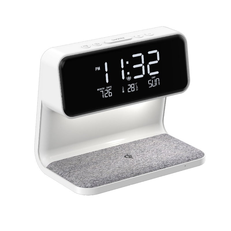 Bedside Lamp Wireless Charging LCD Screen Alarm Clock Wireless Phone Charger