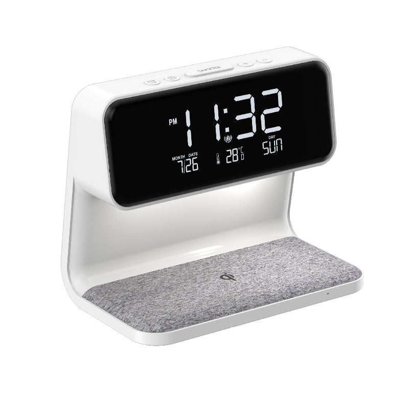  Bedside Lamp Wireless Charging LCD Screen Alarm Clock Wireless Phone Charger