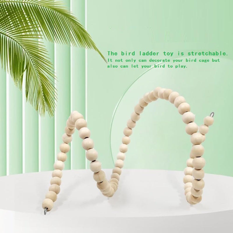 Bird ladder toy with stretchable design on a light green background