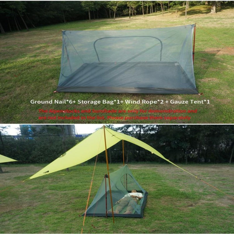 Ultralight Summer Rodless Mesh Tent Single Person Outdoor Camping Tent Portable Pyramid Beach Inside Tent for Travel Picnic