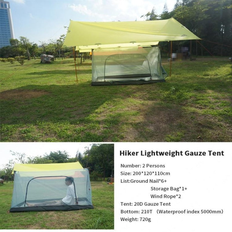 Ultralight Summer Rodless Mesh Tent Single Person Outdoor Camping Tent Portable Pyramid Beach Inside Tent for Travel Picnic