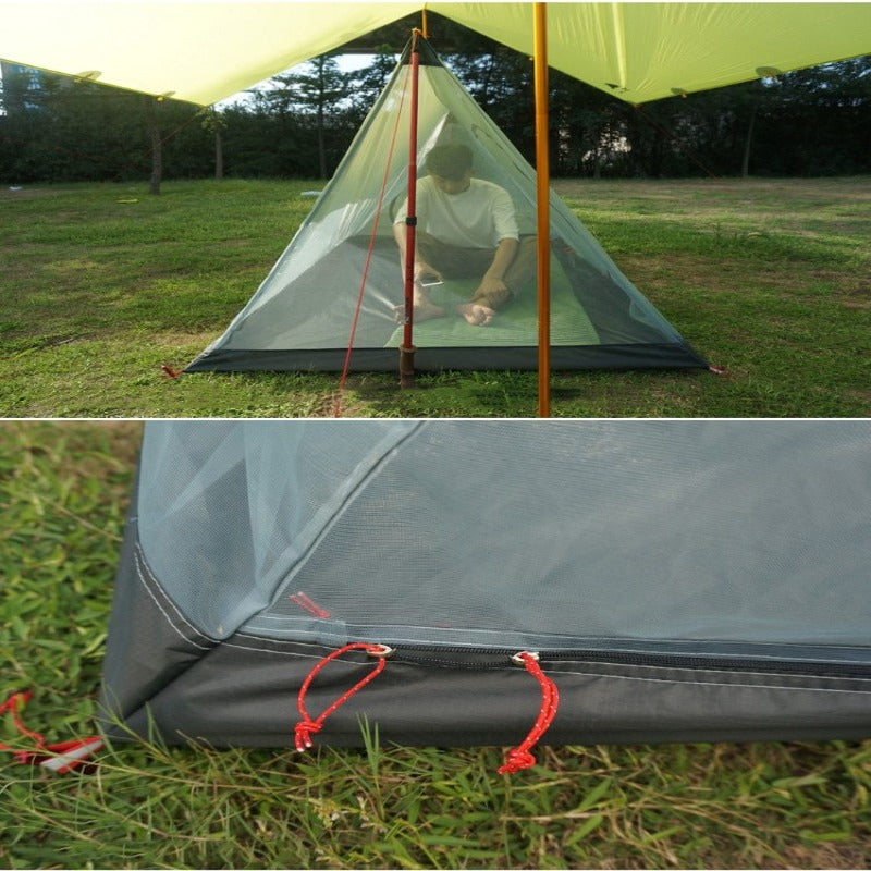 Ultralight Summer Rodless Mesh Tent Single Person Outdoor Camping Tent Portable Pyramid Beach Inside Tent for Travel Picnic