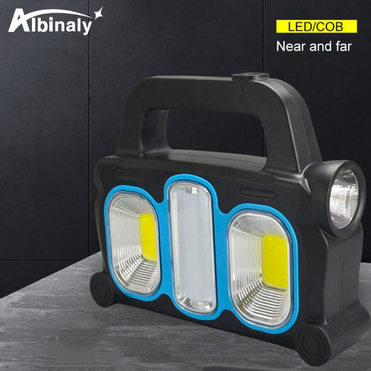 Rechargeable Flashlight Waterproof Working Light Portable Torch Powerful Lantern Solar USB Charging for Outdoor Camping Hiking