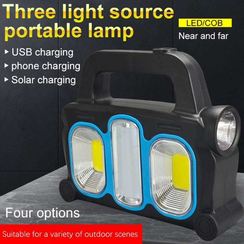 Rechargeable Flashlight Waterproof Working Light Portable Torch Powerful Lantern Solar USB Charging for Outdoor Camping Hiking