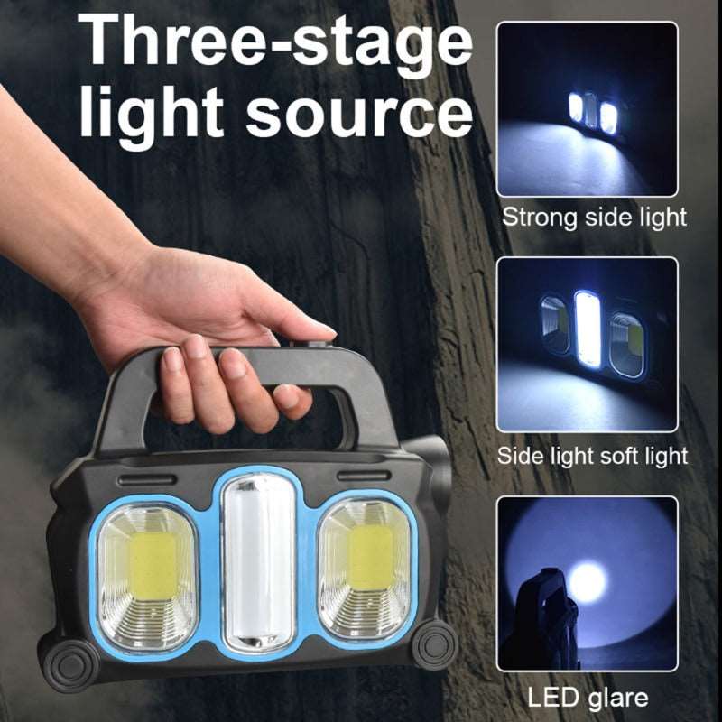 Rechargeable Flashlight Waterproof Working Light Portable Torch Powerful Lantern Solar USB Charging for Outdoor Camping Hiking