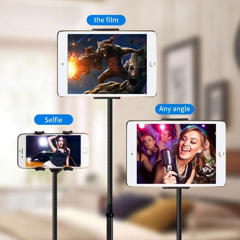 Tablet Phone Holder Bracket Telescopic Folding Tripod Fit Smartphone Flat Hose Adjusting Floor Stand