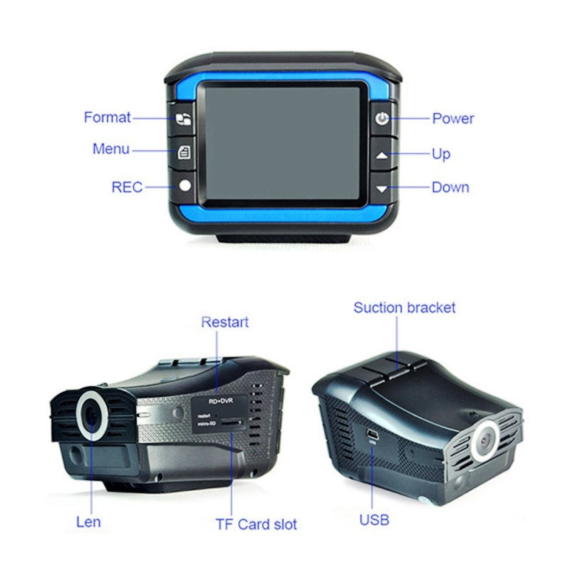 Car 2 In 1 Anti Radar Detector 1020P HD Dash Cam DVR Camera Recorder Color Screen 140 Degree Dashcam English Russian Voice