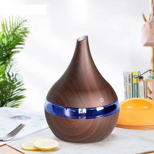 Mini USB Ultrasonic Air Humidifiers Electric Aroma Diffuser Mist Wood Grain Oil Aromatherapy 7 Color Light for Home Office