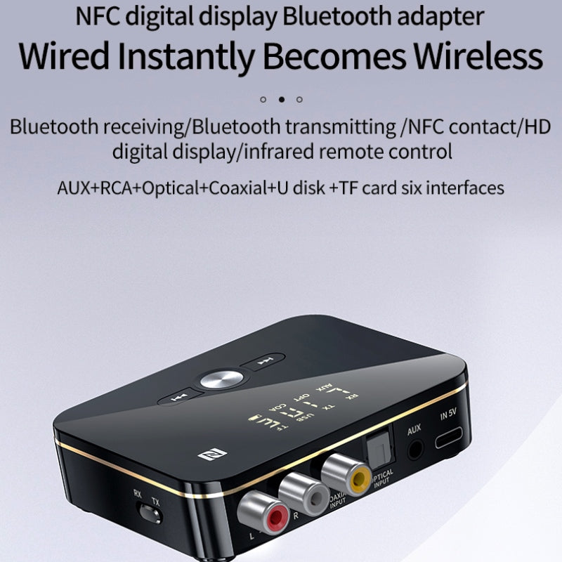 NFC bluetooth 5.0 receiver transmitter fiber coaxial 3.5mm AUX jack USB wireless audio adapter car computer