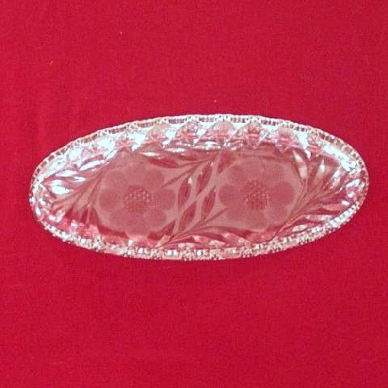 Antique Oblong Lead Cut Crystal Celery/Relish Dish