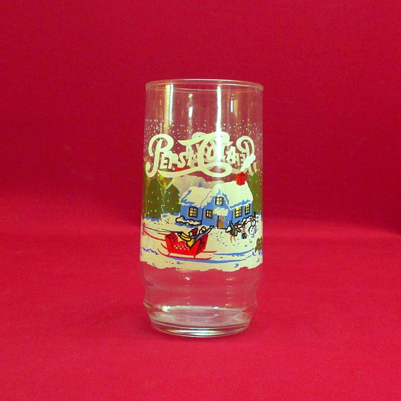 Antique Pepsi-Cola Winter Scene Drinking Glass