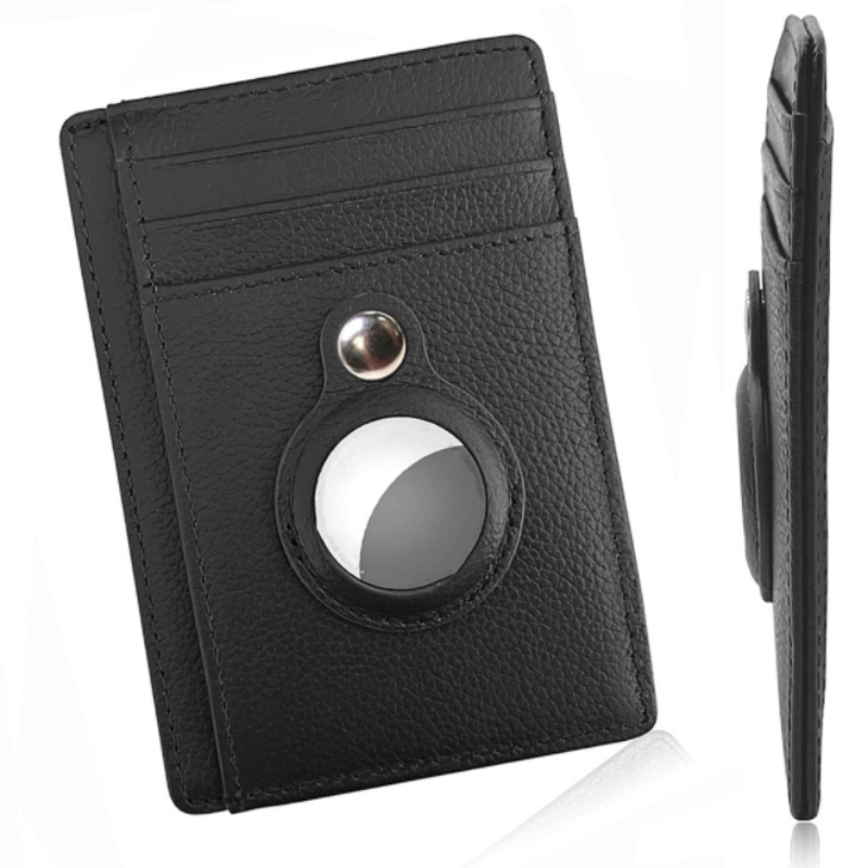 AirTag Wallet Anti-Theft Bullet Card Bag Multi-functional Rfid Card Holder Leather Slim Wallets For Airtag Air Tag
