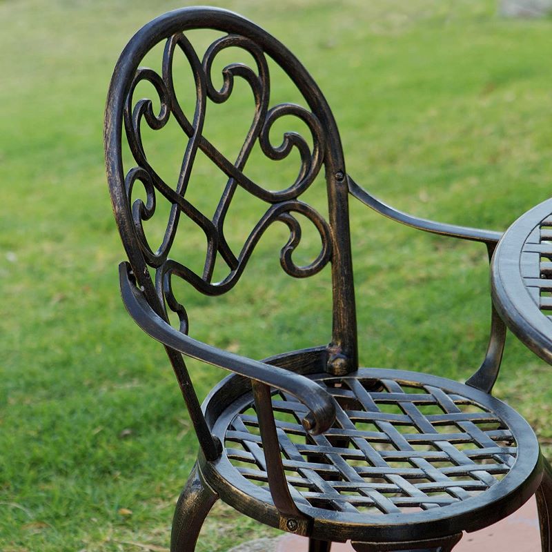 Costway 3pcs Outdoor Set Cast Aluminum Patio Bistro Attached Removable Ice Bucket