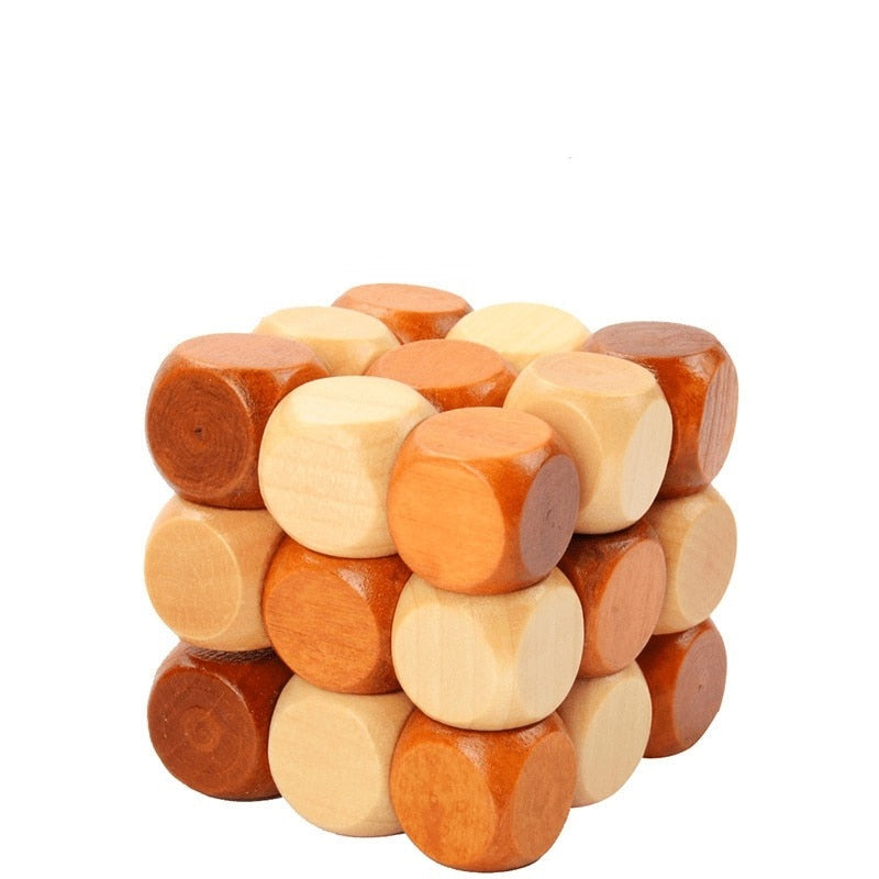 Creative 3D Wooden Cube Puzzle Ming Luban Interlocking Educational Toys For Children Kids Brain Teaser Early Learning Toy Gift